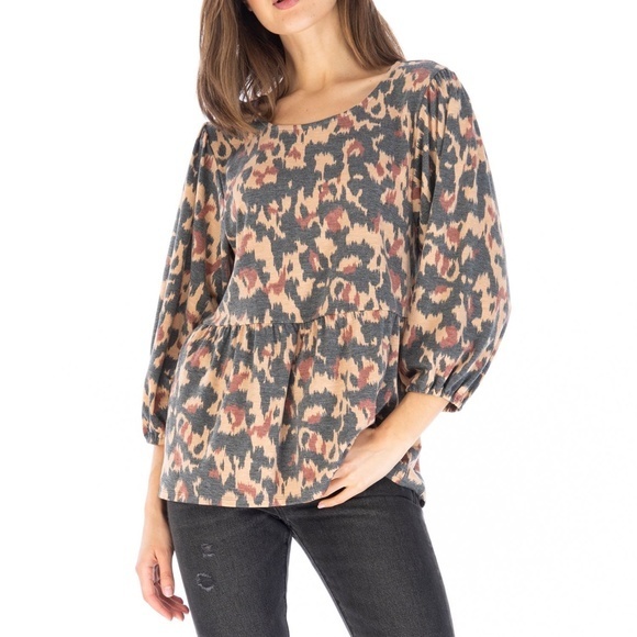 BOBEAU PUFF LONG SLEEVE BABYDOLL TOP - Small NWT - Picture 3 of 3